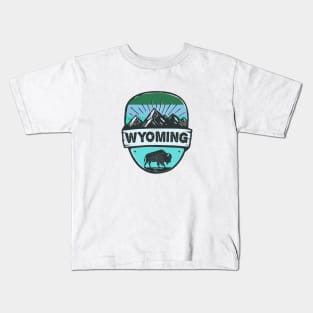 Wyoming Grand Teton National Park Bison Buffalo Cheyenne Casper Jackson Laramie Gillette Cody Kids T-Shirt